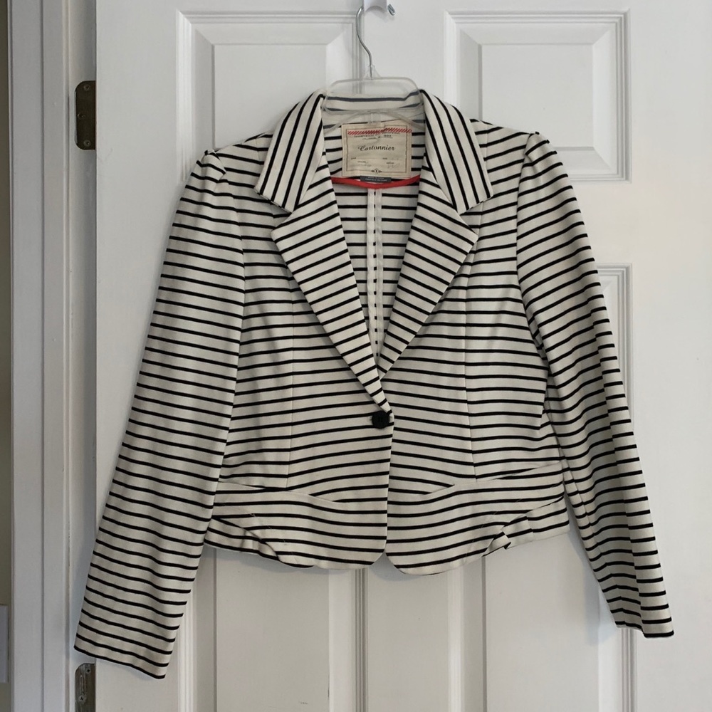 Anthropologie black and white blazer